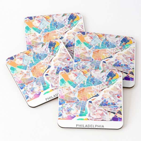 Item preview, Philadelphia Pennsylvania Named City Map - Tropical Rainbow Scheme designed and sold by StylishStacks.