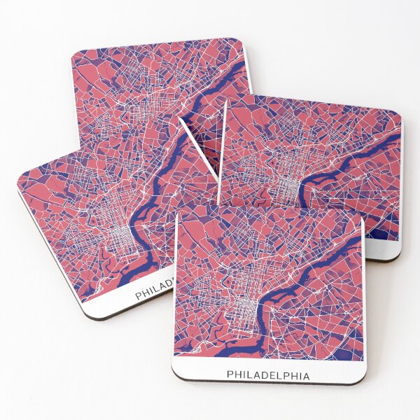Item preview, Philadelphia Pennsylvania Named City Map - Red-Blue Duotone designed and sold by StylishStacks.
