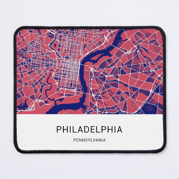 Item preview, Philadelphia Pennsylvania Named City Map - Red-Blue Duotone designed and sold by StylishStacks.