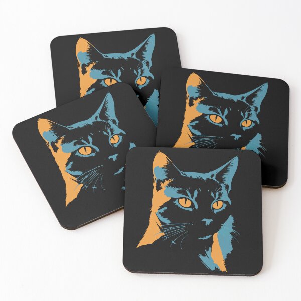 Item preview, Color explosion: cat head in orange and blue designed and sold by MarketMovers.