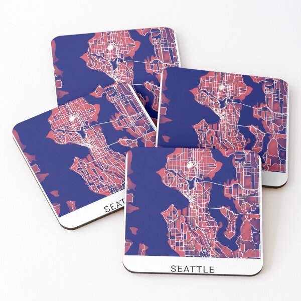 Item preview, Seattle Washington Named City Map - Red-Blue Duotone designed and sold by StylishStacks.