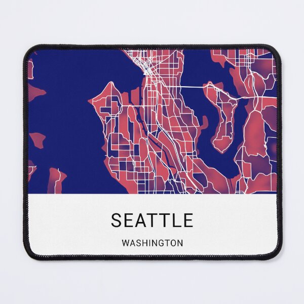 Item preview, Seattle Washington Named City Map - Red-Blue Duotone designed and sold by StylishStacks.