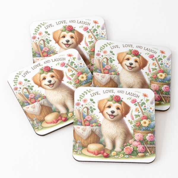 Item preview, Countryside Bliss: Happy Dog in Bloom designed and sold by SrijanaByAnu.