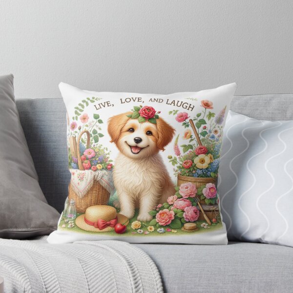 Item preview, Countryside Bliss: Happy Dog in Bloom designed and sold by SrijanaByAnu.