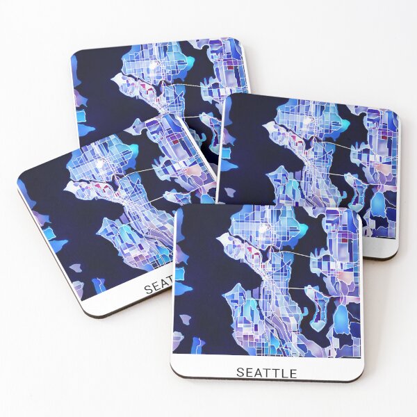 Item preview, Seattle Washington Named City Map - Marine Blue designed and sold by StylishStacks.
