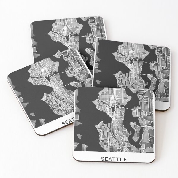 Item preview, Seattle Washington Named City Map - Black and White Monochrome designed and sold by StylishStacks.