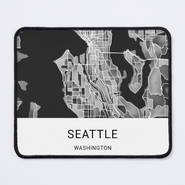 Item preview, Seattle Washington Named City Map - Black and White Monochrome designed and sold by StylishStacks.