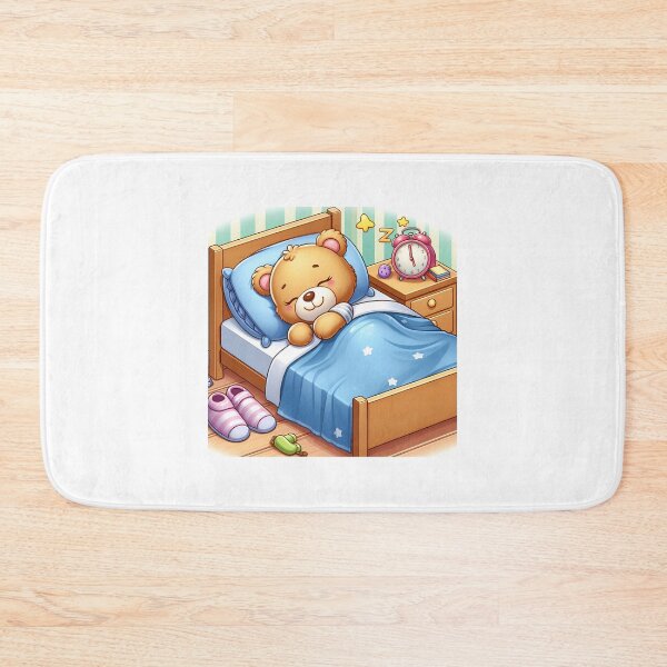 Item preview, cute teddy sleeps peacefully in his bed designed and sold by CreativeSparkzz.