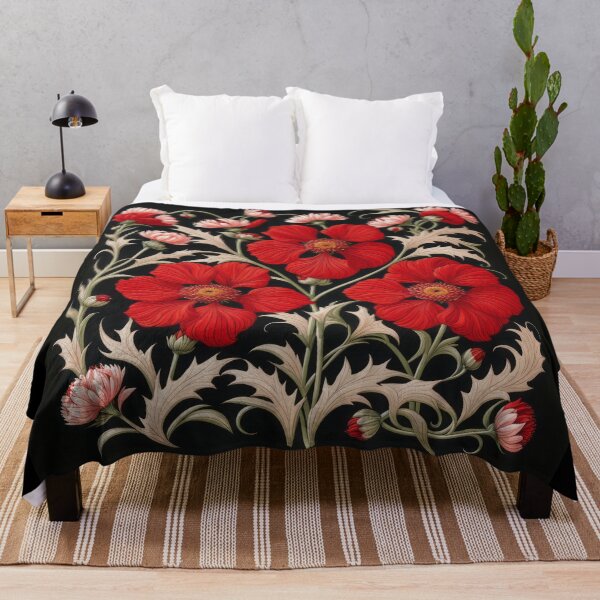 Item preview, Art Nouveau Floral Pattern Collection #1 - Red Cosmos Flowers #6 designed and sold by elektronen.