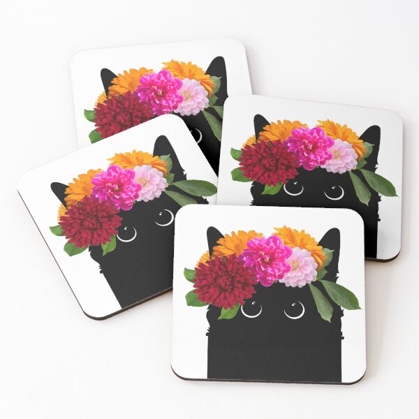 Item preview, Flower black cat designed and sold by sianelliot.