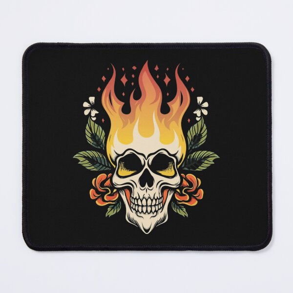 Item preview, American Traditional Flaming Skull Tattoo designed and sold by Goku Creations.