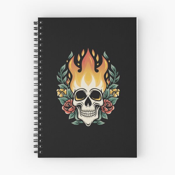 Item preview, American Traditional Flaming Skull Tattoo designed and sold by Goku Creations.