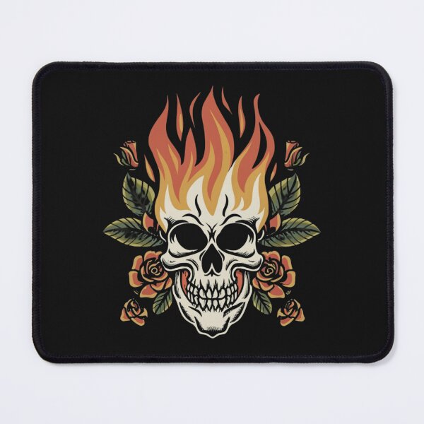Item preview, American Traditional Flaming Skull Tattoo designed and sold by Goku Creations.