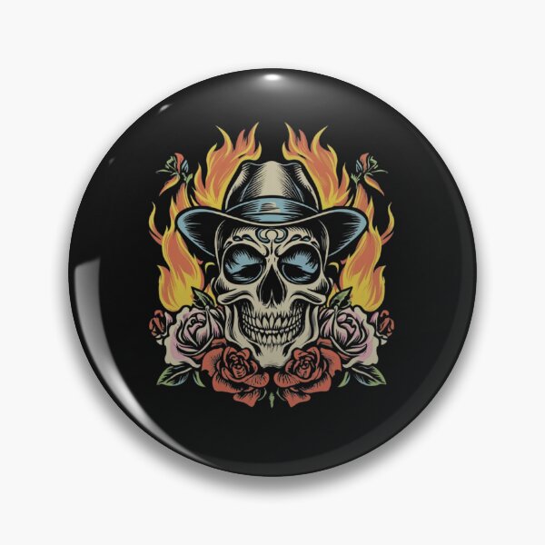 Item preview, American Traditional Flaming Skull Tattoo designed and sold by Goku Creations.