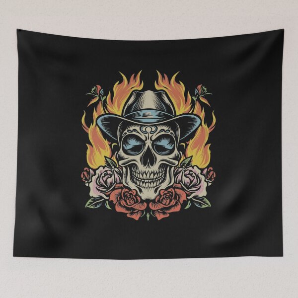 Item preview, American Traditional Flaming Skull Tattoo designed and sold by Goku Creations.