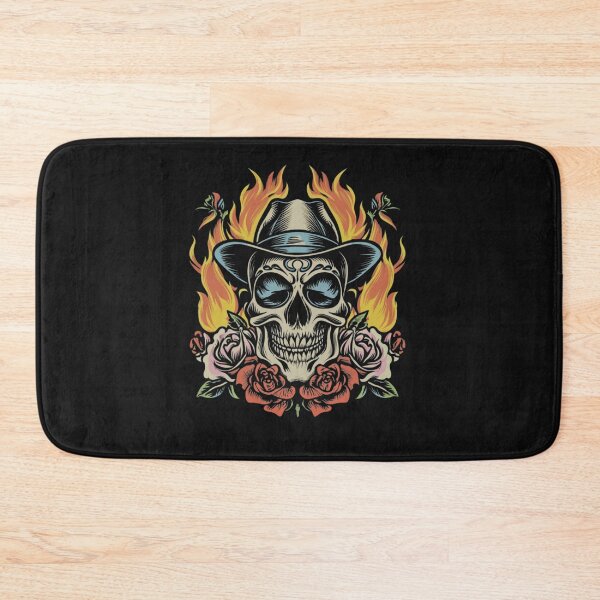 Item preview, American Traditional Flaming Skull Tattoo designed and sold by Goku Creations.