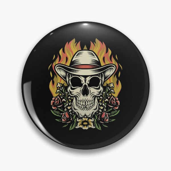 Item preview, American Traditional Flaming Skull Tattoo designed and sold by Goku Creations.