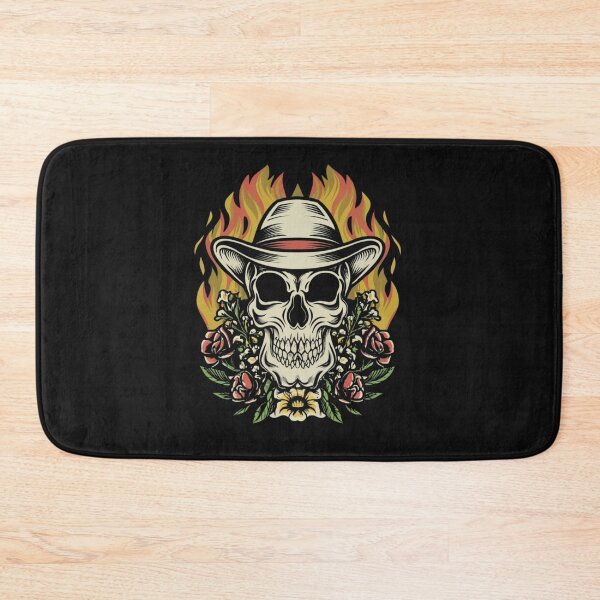 Item preview, American Traditional Flaming Skull Tattoo designed and sold by Goku Creations.