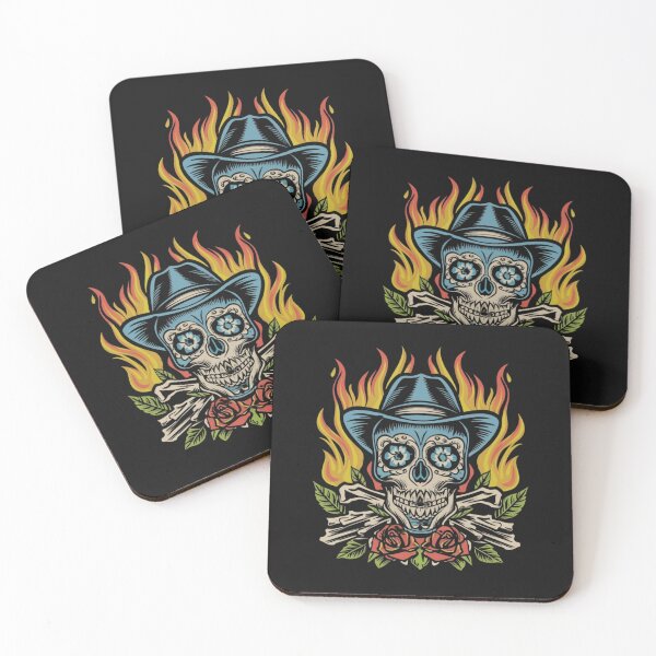 Item preview, American Traditional Flaming Skull Tattoo designed and sold by Goku Creations.