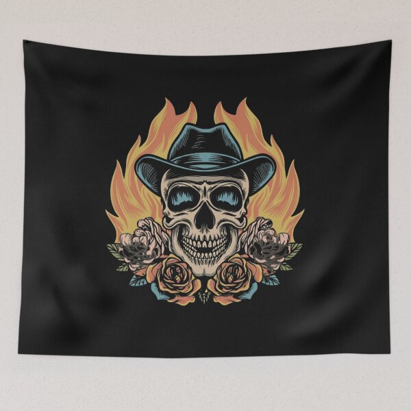 Item preview, American Traditional Flaming Skull Tattoo designed and sold by Goku Creations.