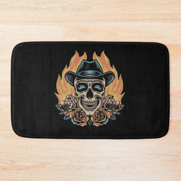 Item preview, American Traditional Flaming Skull Tattoo designed and sold by Goku Creations.