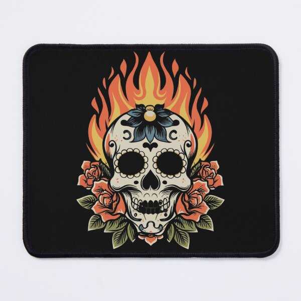 Item preview, American Traditional Flaming Skull Tattoo designed and sold by Goku Creations.