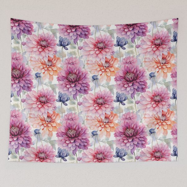 Item preview, Dahlia Tile 01: Velvet Pom-Poms in a Rainbow Garden with Layers of Petals designed and sold by TheBrainArt.