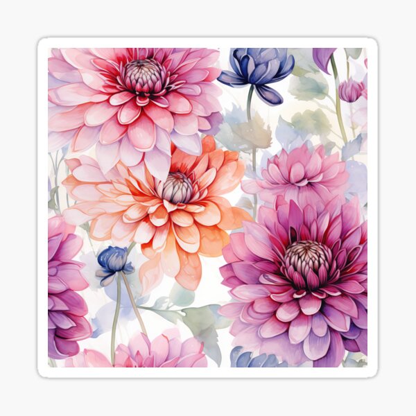 Item preview, Dahlia Tile 01: Velvet Pom-Poms in a Rainbow Garden with Layers of Petals designed and sold by TheBrainArt.