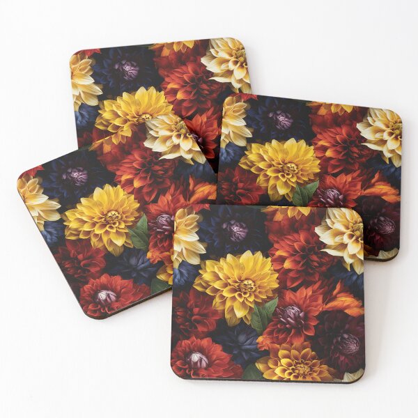 Item preview, Dahlia Tile 02: Velvet Pom-Poms in a Rainbow Garden with Layers of Petals designed and sold by TheBrainArt.