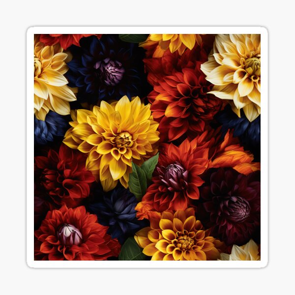 Item preview, Dahlia Tile 02: Velvet Pom-Poms in a Rainbow Garden with Layers of Petals designed and sold by TheBrainArt.