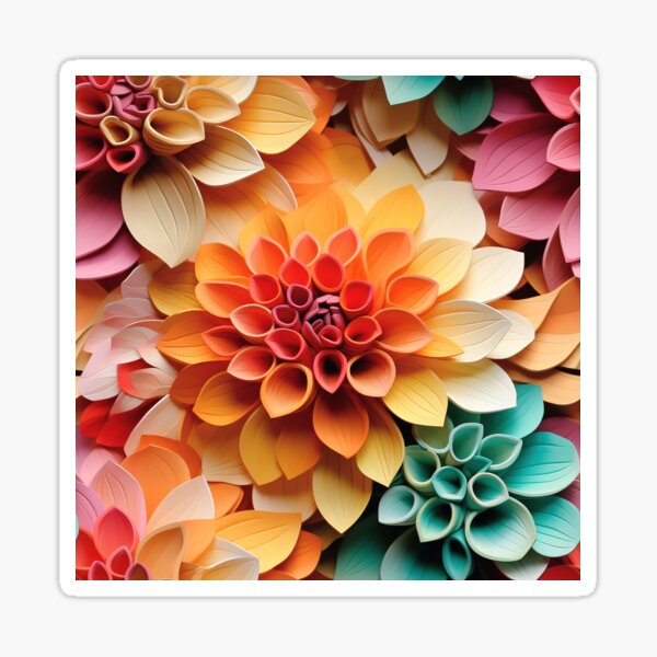 Item preview, Dahlia Tile 03: Velvet Pom-Poms in a Rainbow Garden with Layers of Petals designed and sold by TheBrainArt.