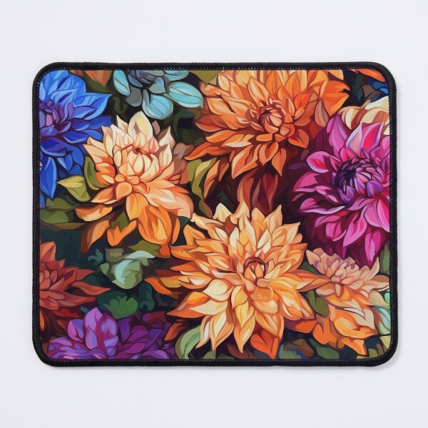 Item preview, Dahlia Tile 04: Velvet Pom-Poms in a Rainbow Garden with Layers of Petals designed and sold by TheBrainArt.
