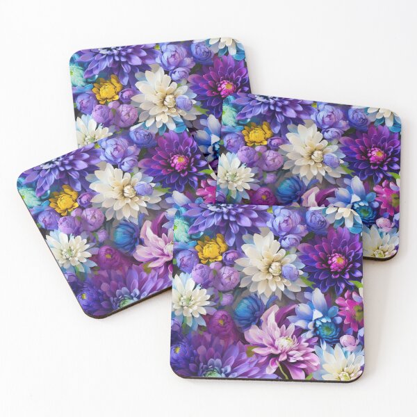 Item preview, Dahlia Tile 05: Velvet Pom-Poms in a Rainbow Garden with Layers of Petals designed and sold by TheBrainArt.