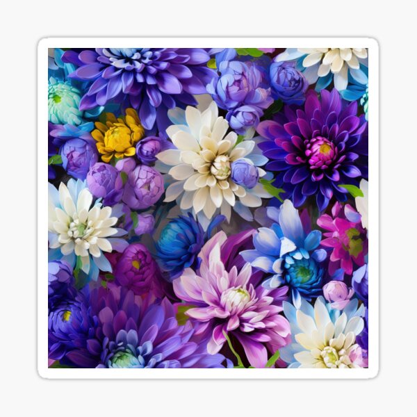 Item preview, Dahlia Tile 05: Velvet Pom-Poms in a Rainbow Garden with Layers of Petals designed and sold by TheBrainArt.