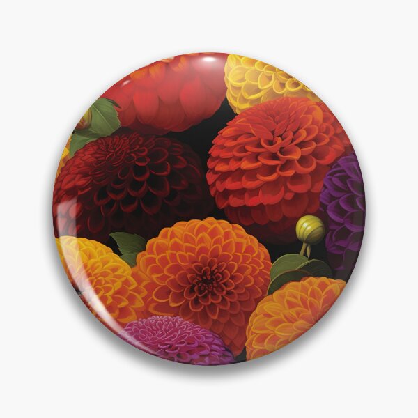 Item preview, Dahlia Tile 06: Velvet Pom-Poms in a Rainbow Garden with Layers of Petals designed and sold by TheBrainArt.