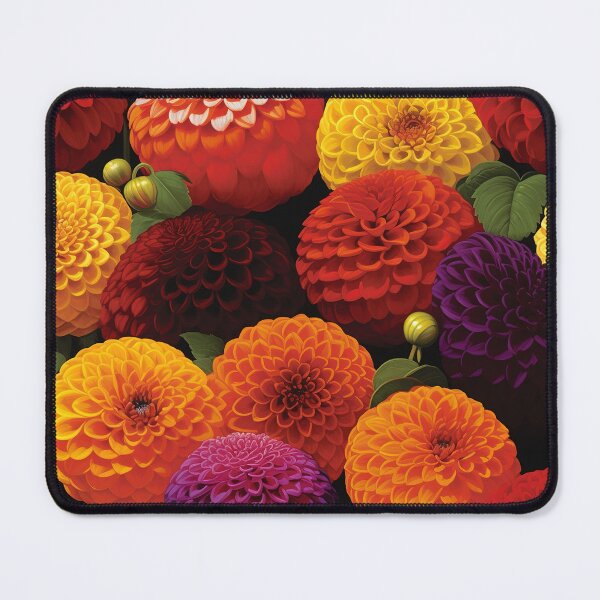 Item preview, Dahlia Tile 06: Velvet Pom-Poms in a Rainbow Garden with Layers of Petals designed and sold by TheBrainArt.