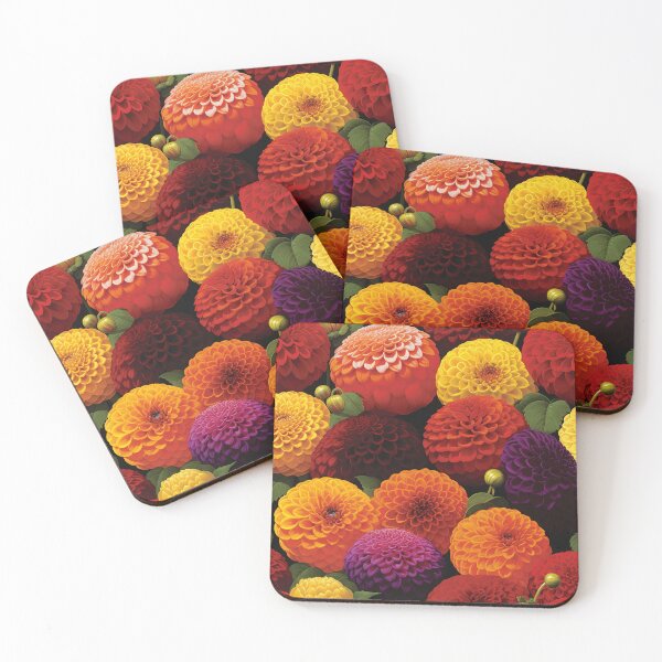 Item preview, Dahlia Tile 06: Velvet Pom-Poms in a Rainbow Garden with Layers of Petals designed and sold by TheBrainArt.