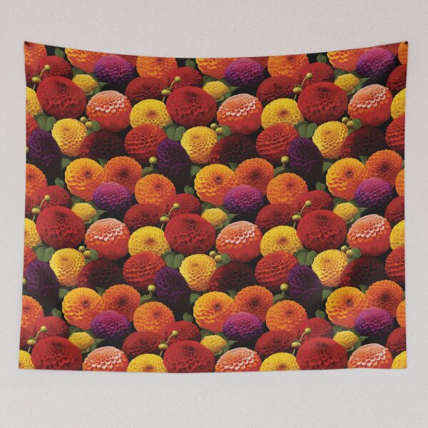 Item preview, Dahlia Tile 06: Velvet Pom-Poms in a Rainbow Garden with Layers of Petals designed and sold by TheBrainArt.