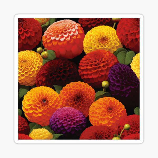Item preview, Dahlia Tile 06: Velvet Pom-Poms in a Rainbow Garden with Layers of Petals designed and sold by TheBrainArt.