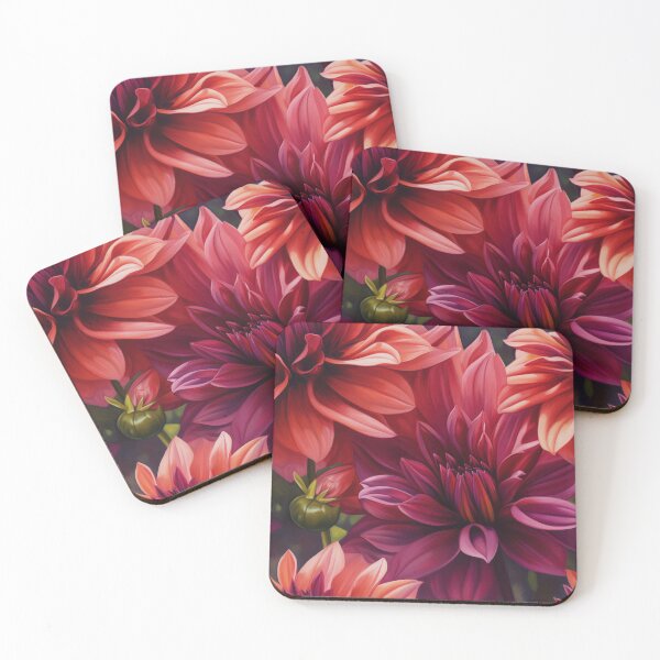 Item preview, Dahlia Tile 07: Velvet Pom-Poms in a Rainbow Garden with Layers of Petals designed and sold by TheBrainArt.