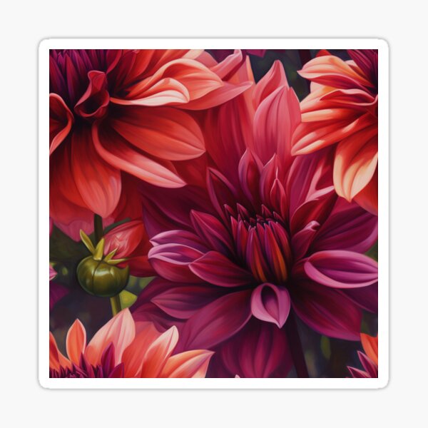 Item preview, Dahlia Tile 07: Velvet Pom-Poms in a Rainbow Garden with Layers of Petals designed and sold by TheBrainArt.