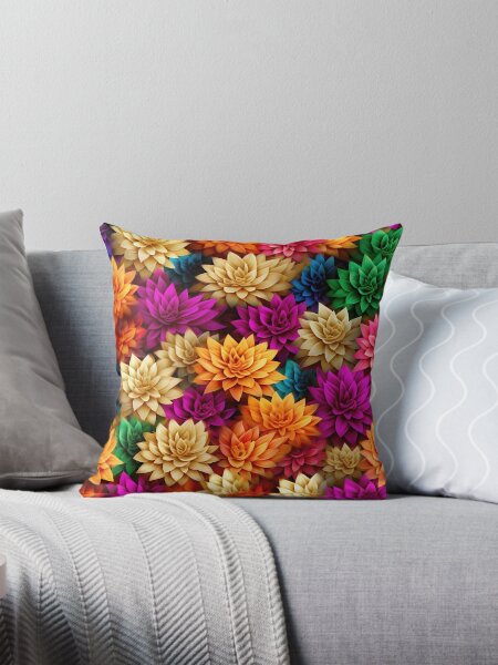 Item preview, Dahlia Tile 11: Velvet Pom-Poms in a Rainbow Garden with Layers of Petals designed and sold by TheBrainArt.
