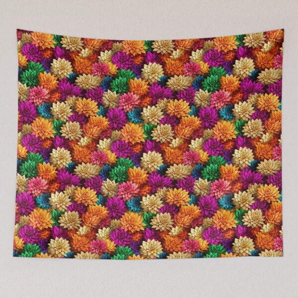 Item preview, Dahlia Tile 11: Velvet Pom-Poms in a Rainbow Garden with Layers of Petals designed and sold by TheBrainArt.