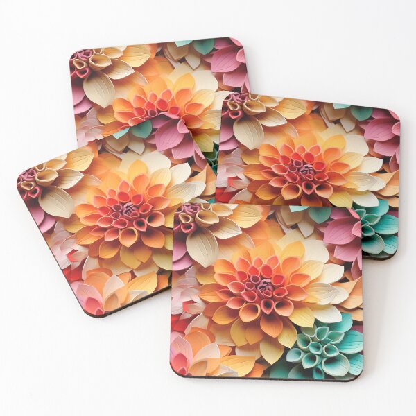 Item preview, Dahlia Tile 14: Velvet Pom-Poms in a Rainbow Garden with Layers of Petals designed and sold by TheBrainArt.