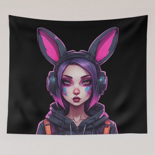 Item preview, Cute Cyberpunk Rabbit Girl, Bunny Ears, Kawaii designed and sold by Burn-Ego.