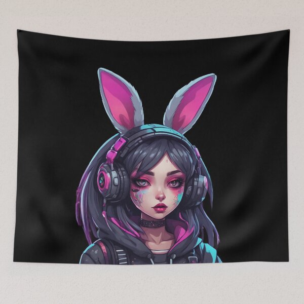 Item preview, Cyberpunk Bunny Girl, Rabbit Ears, Kawaii Cute designed and sold by Burn-Ego.