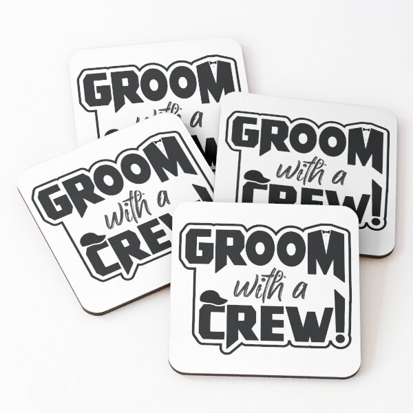 Item preview, Groom with a Crew, funny stag-do slogan, White T-Shirt, Bachelor, Best man, Ushers designed and sold by Harlake.