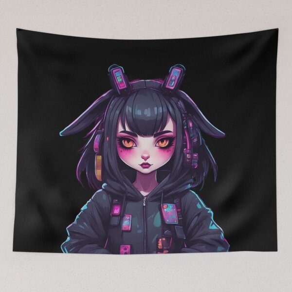 Item preview, Cyberpunk Bunny, Goth Girl, Rabbit Ears, Kawaii designed and sold by Burn-Ego.