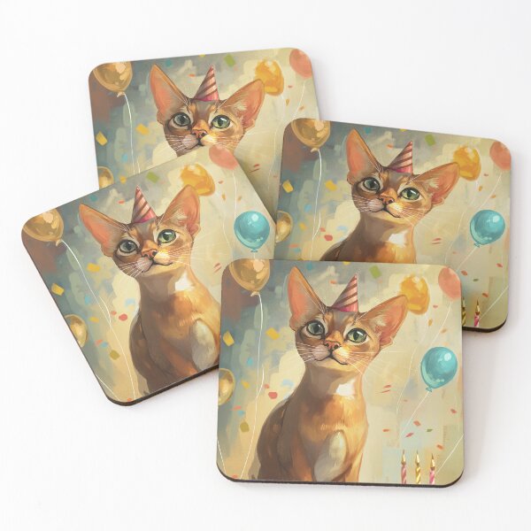 Item preview, Proud Abyssinian Cat posing with a birthday cake - happy birthday card! designed and sold by OddCorro.
