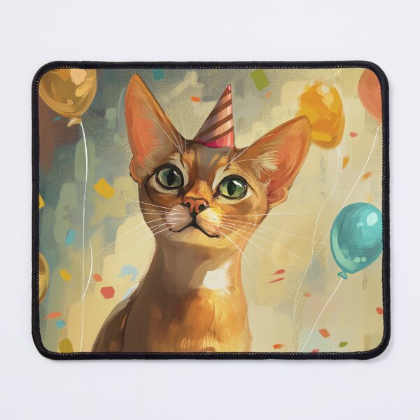 Item preview, Proud Abyssinian Cat posing with a birthday cake - happy birthday card! designed and sold by OddCorro.